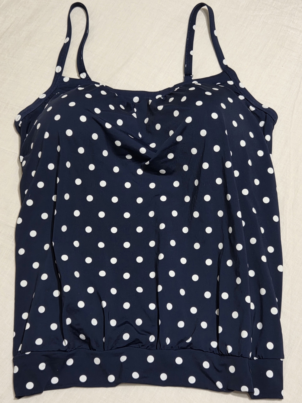 Lands' End Navy Polka Dot Blouson Tankini